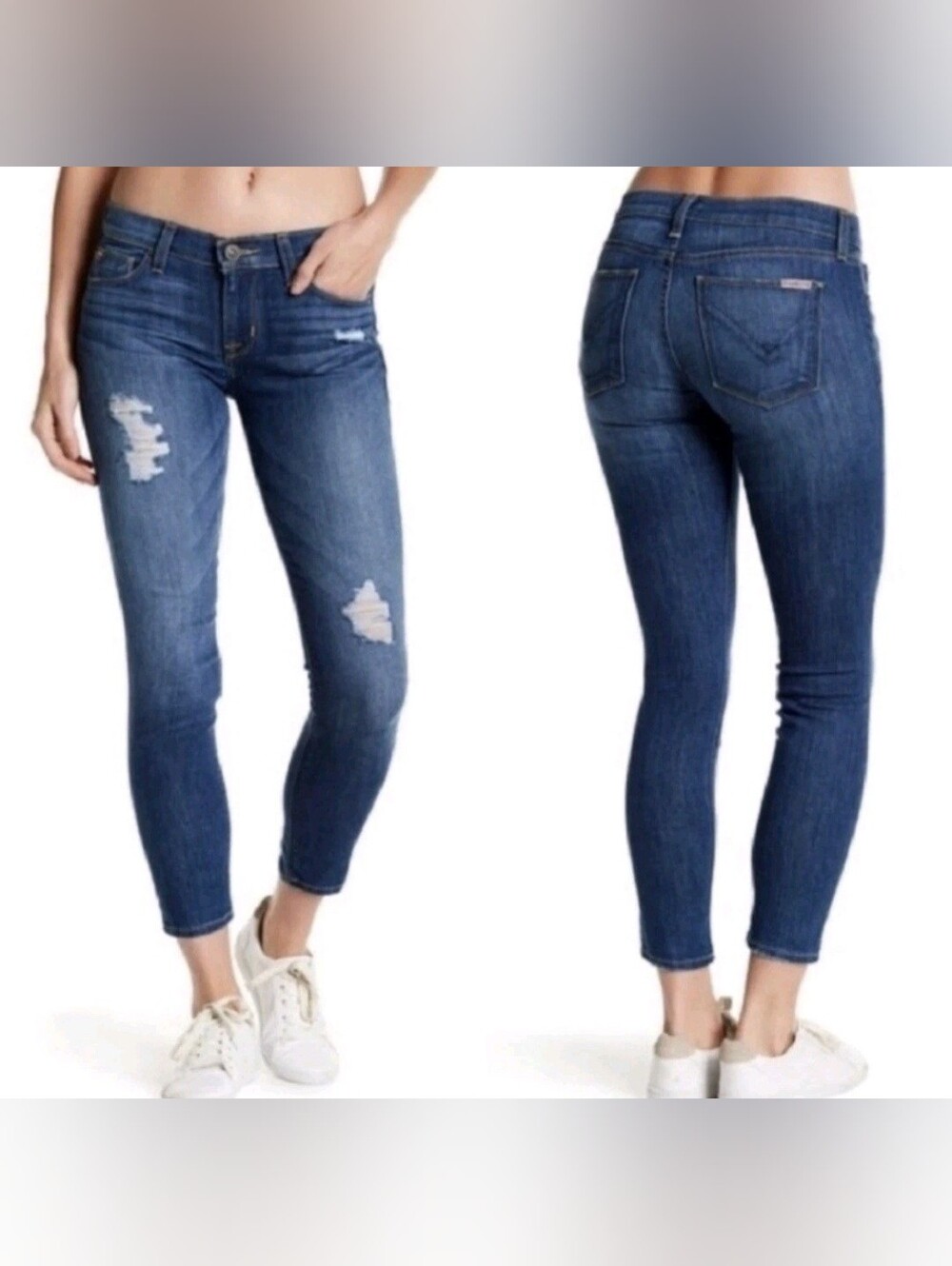 Hudson crop Krista denim jeans distressed stretch size 32 super skinny